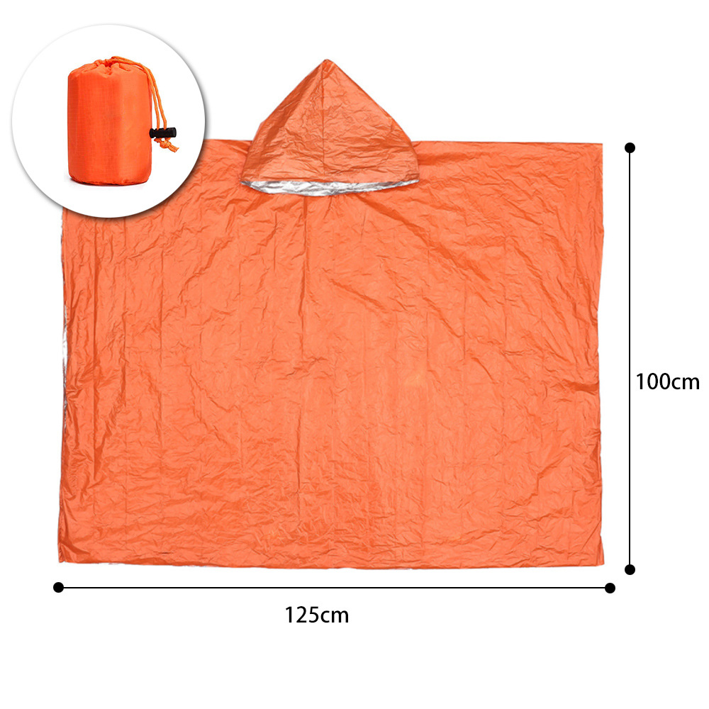 Outdoor Twee-Kleur Thermische Isolatie Emergency Regenjas Eenmalige Emergency Regenponcho Warm Aluminium Film Dubbelzijdig regenjas