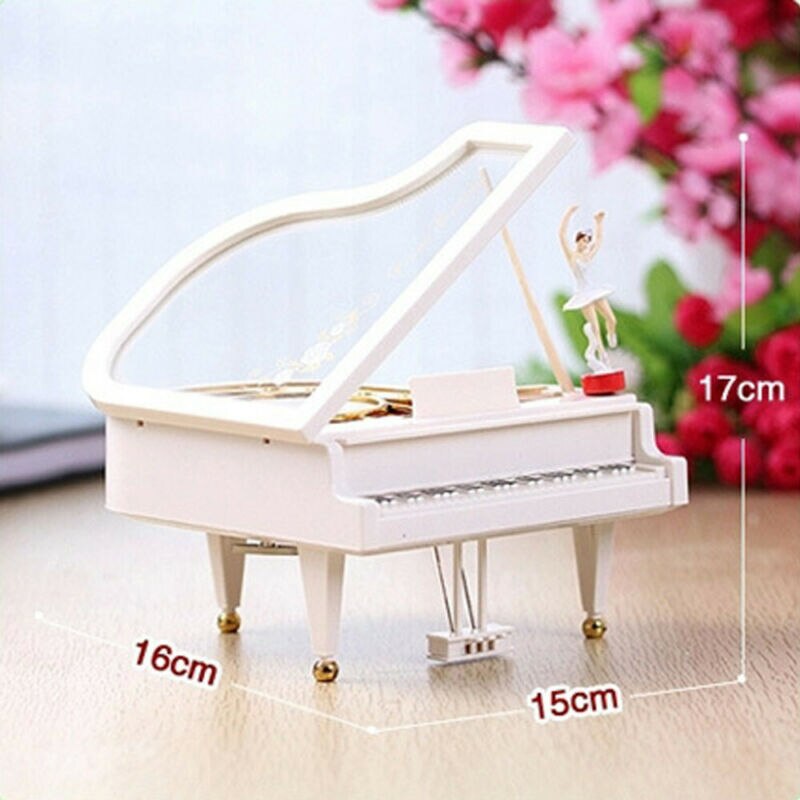 Caja de música con forma de Piano clásico para decoración del hogar, cajas musicales de manivela con forma de bailarina, románticas, de cumpleaños y boda