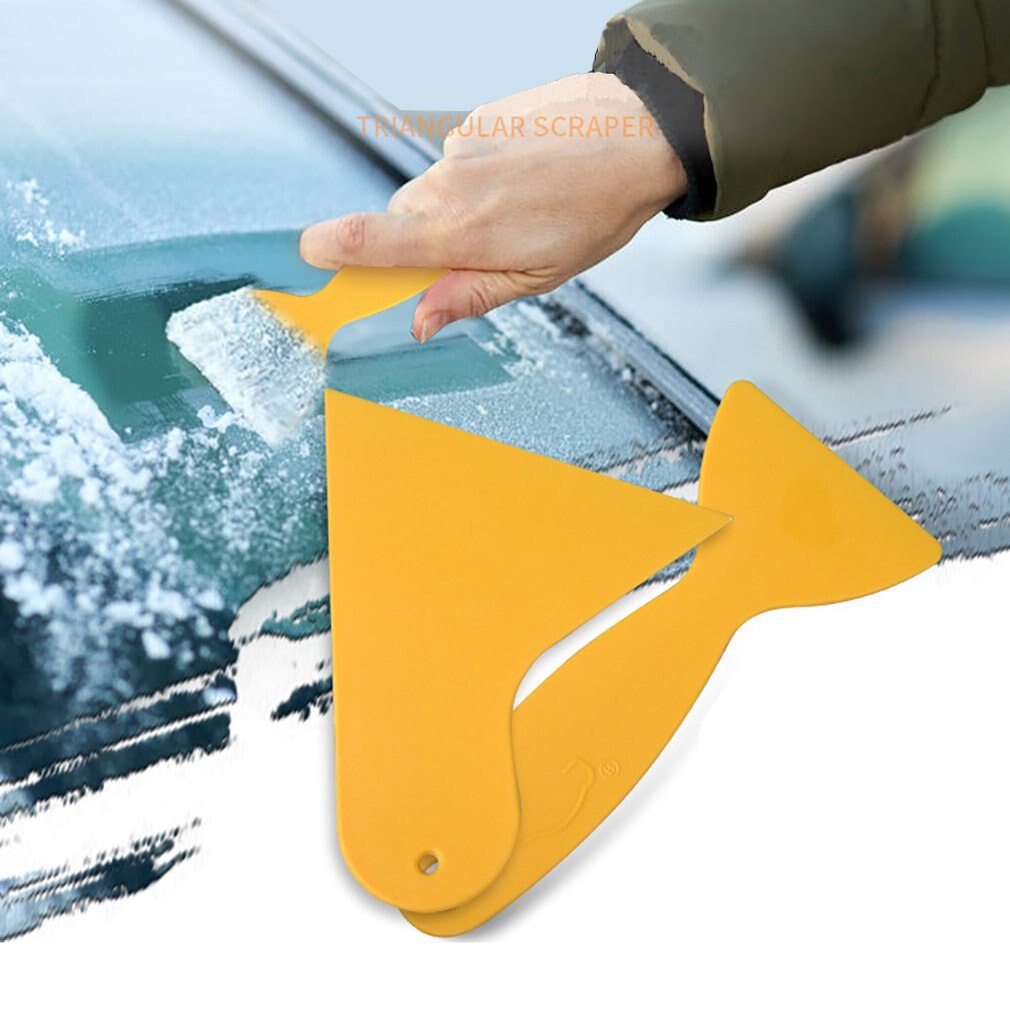 Auto Film Gereedschap Geel Schraper Plastic Auto Licht Film Driehoek Schraper Glas Venster Mobiele Telefoon Film Kleine Schraper