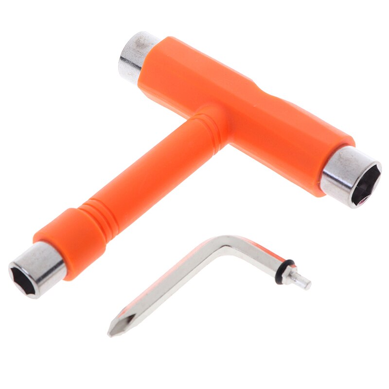 ! t-type skateboardværktøj alt i en skruetrækkerstik multifunktionsskate t-tool mini kick scooter værktøj: Orange
