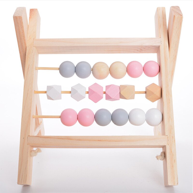 Montessori Toy Natural Wooden Abacus With beads Craft Baby Early Learning Educational Toys Baby Room Decor ins pop Toys: B-Purple