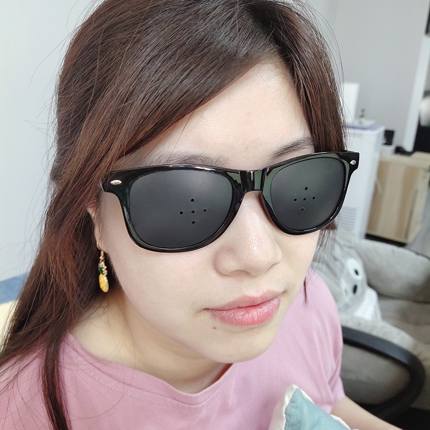 Black Sunglasses Anti-fatigue Vision Care Microporous Glasses Eye Exercise Eyesight Improve Anti-myopia Unisex Eyewear