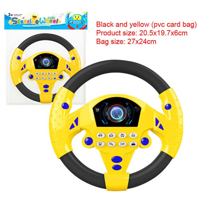 Small Steering Wheel Toys Simulation Copilots Simulated Steering Toy Wheel Early Education Sounding Toy Kid Toys: Yellow