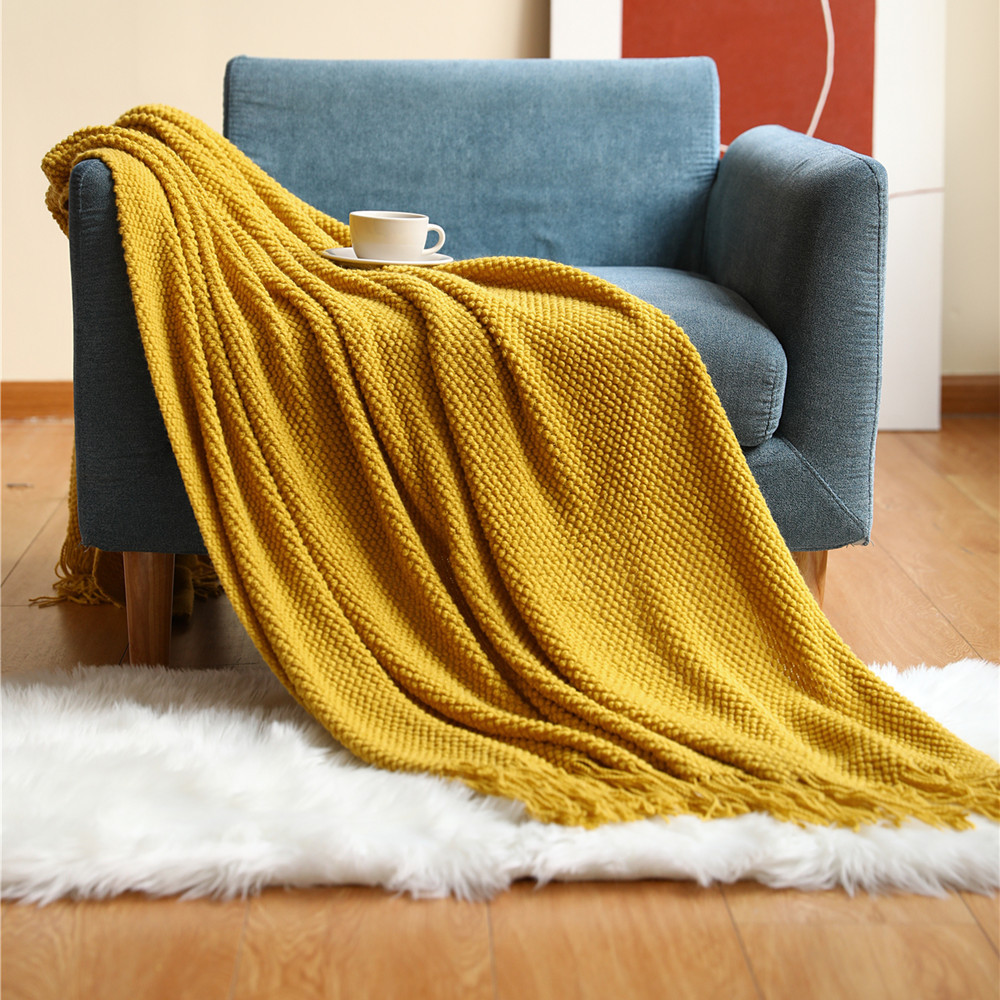 Tekstilby hjem dekorativt tykt strikket teppe mais korn vaffel preget vinter varmt dusker kaste sengeteppe 130 x 240cm: 100 x 150cm / Rød