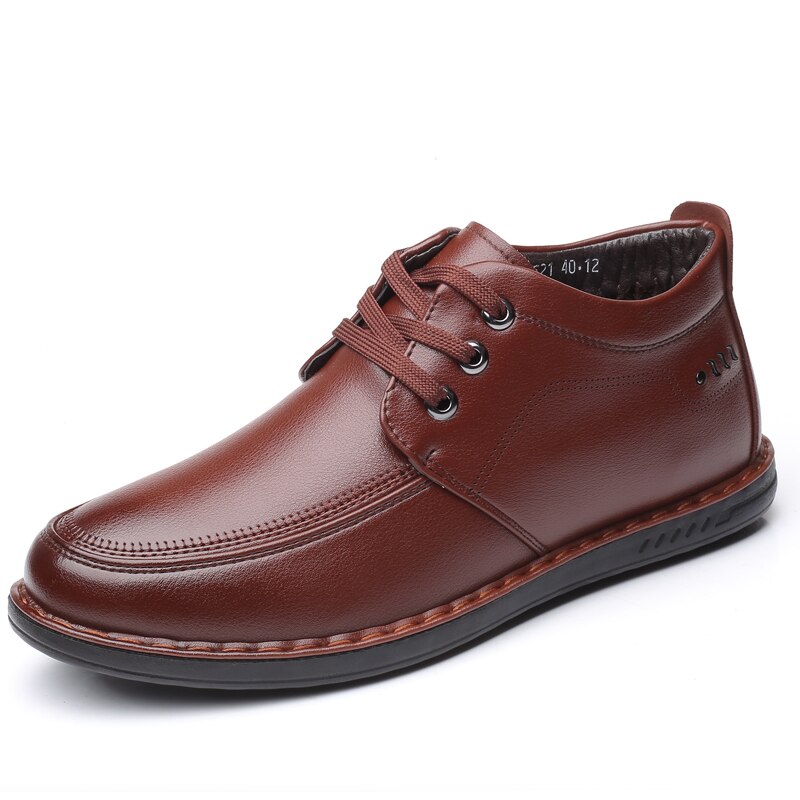 Heren Casual Comfortabele Fashion Walking Loafer Schoenen Ademend Lace-Up Rijden Business Office Outdoor Lederen Schoenen Bruin 44 EU