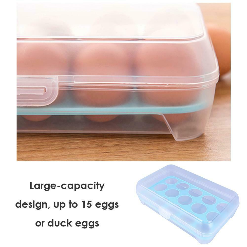 15 Grid Plastic Storage Box Egg Holder Egg Food Cartons for Refrigerator Kitchen Portable Picnic Egg Carton
