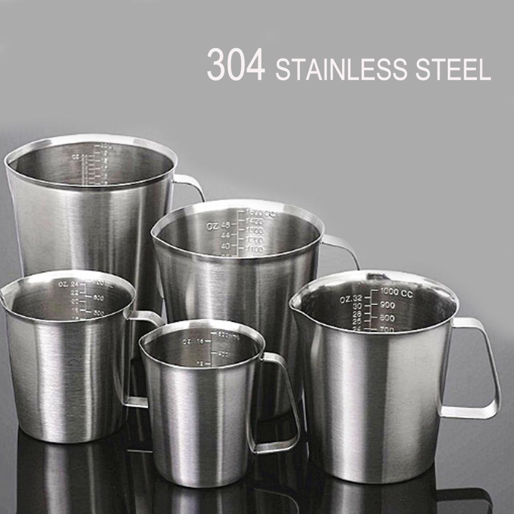 2/1.5/1L Thicken 304 Stainless Steel Measuring Cup With Scale Metal Milk Tea Measuring Cup/Spoon Kitchen Baking Cooking Tools