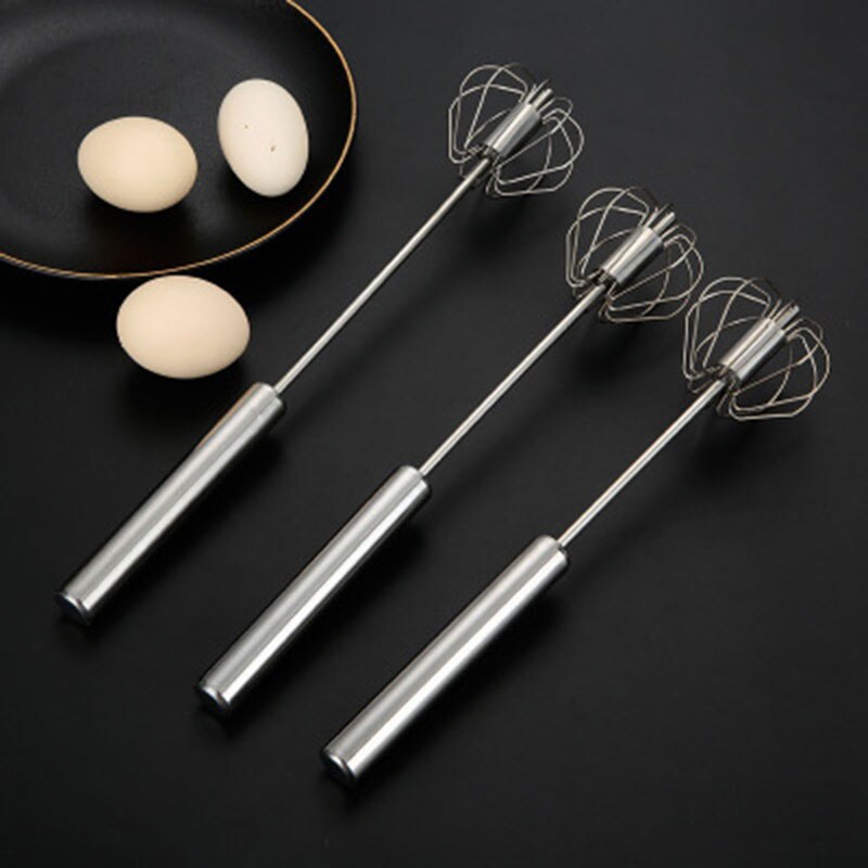 Egg Beater 304 Stainless Steel Egg Whisk Manual Hand Mixer Self Turning Egg Stirrer Kitchen Accessories Egg Tools