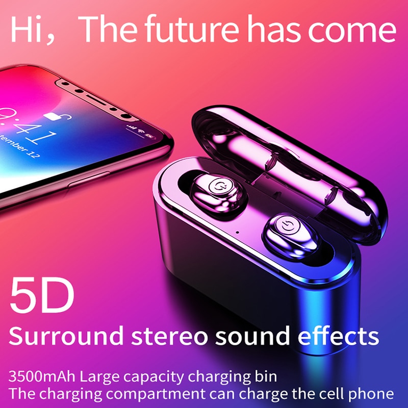 X8 TWS sans fil Bluetooth écouteurs True 5D stéréo écouteurs Mini étanche mains libres sport casque avec 2200mAh batterie externe