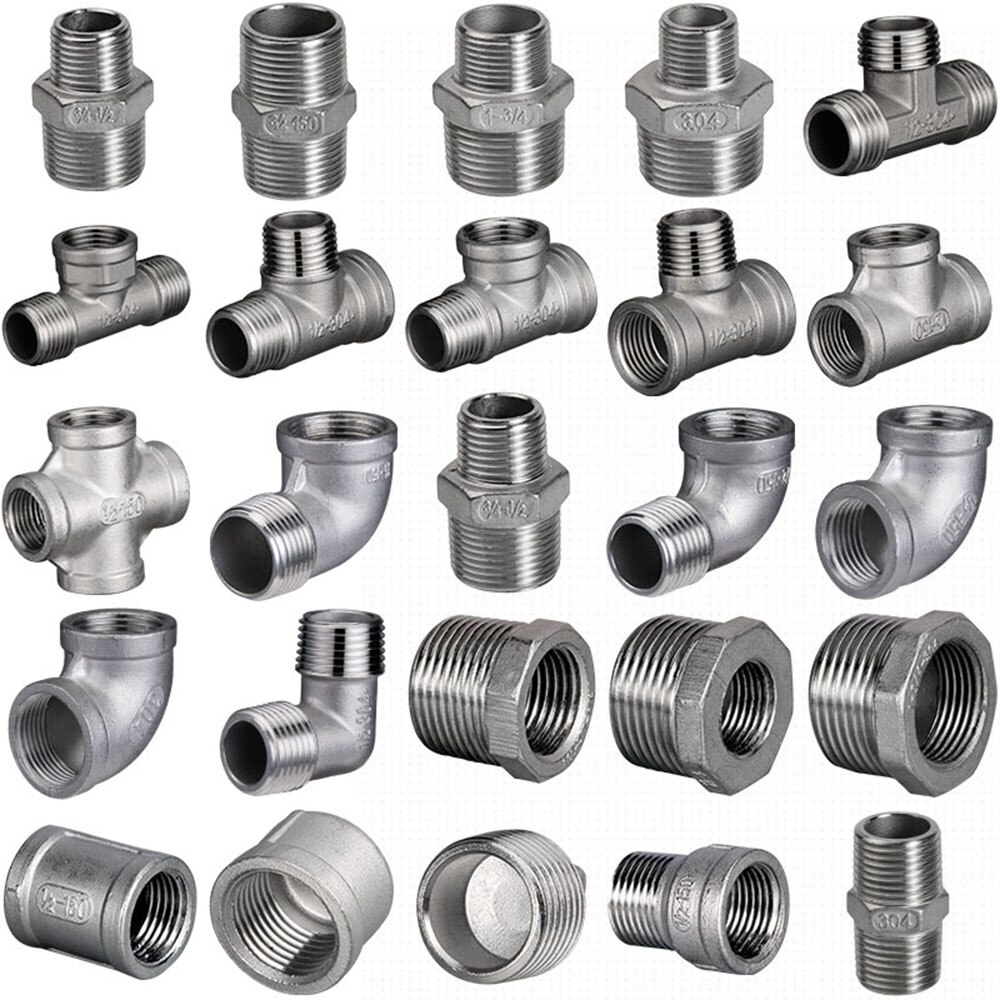 1/2" 3/4" 1 BSP Thread Tee Elbow Docking Hex Nipple Threaded Reducer Pipe Fitting 304 Stainless Steel