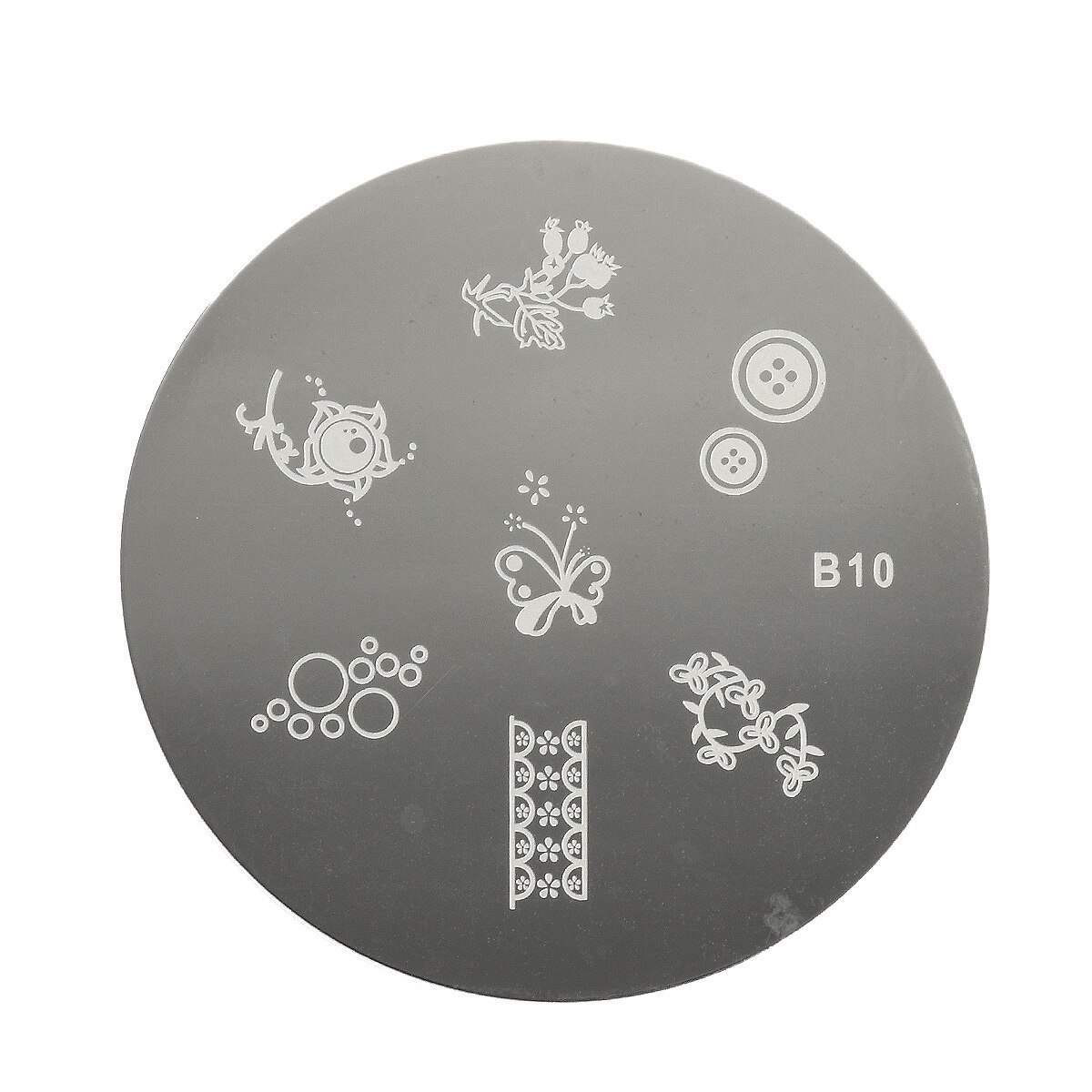 10pcs Nail Stamp DIY Stencil Polish Nail Stamping Set Round Print Manicure Template