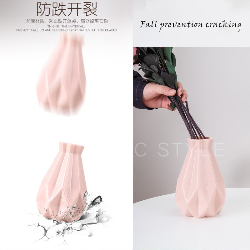 Blume Vase Dekoration Hause Kunststoff Vase Weiß Nachahmung Keramik Blumentopf Blume Korb nordisch Dekoration Vasen für Blumen
