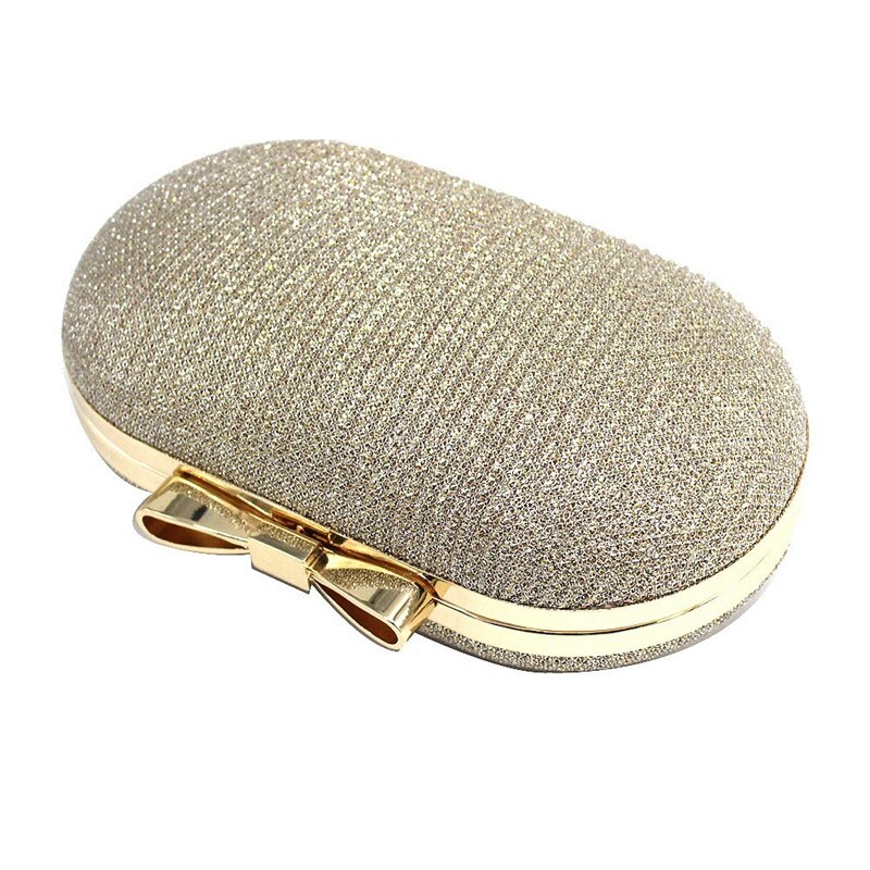 Gouden Avond Clutch Bag Vrouwen Tassen Wedding Shiny Handtassen Bridal Metalen Boog Koppelingen Tas Keten Schoudertas