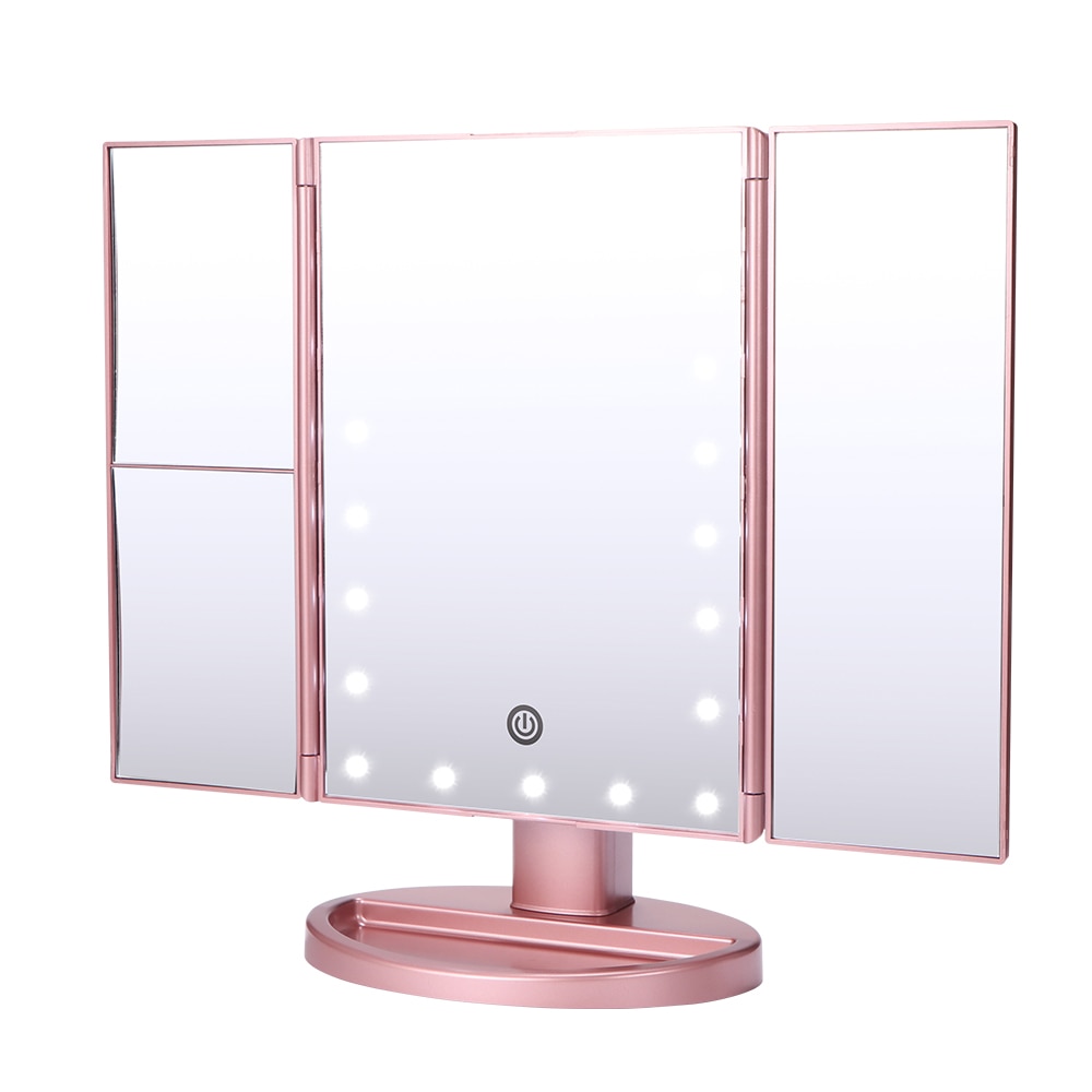 22 Led Light Touch Screen Make-Up Spiegel 2X/3X Vergrootglas Compacte Spiegel Flexibele Cosmetica Spiegels