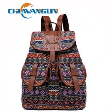 Chuwanglin print canvas ryggsäck kvinnors skolväskor för tonårsflickor casual väska pack andas mochila feminina  d8679