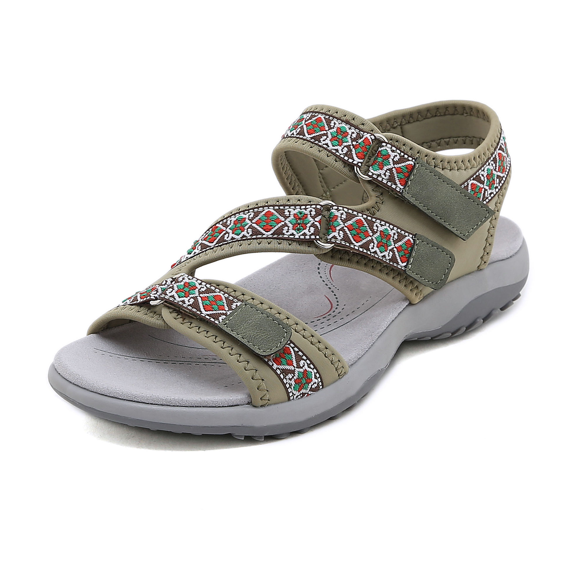 Sandálias de praia boémia antiderrapante de PU para mulheres, sapatos romanos de dedo aberto oco, salto plano para senhoras, impressão macia, casual, verão, 2022: Dourado / 37