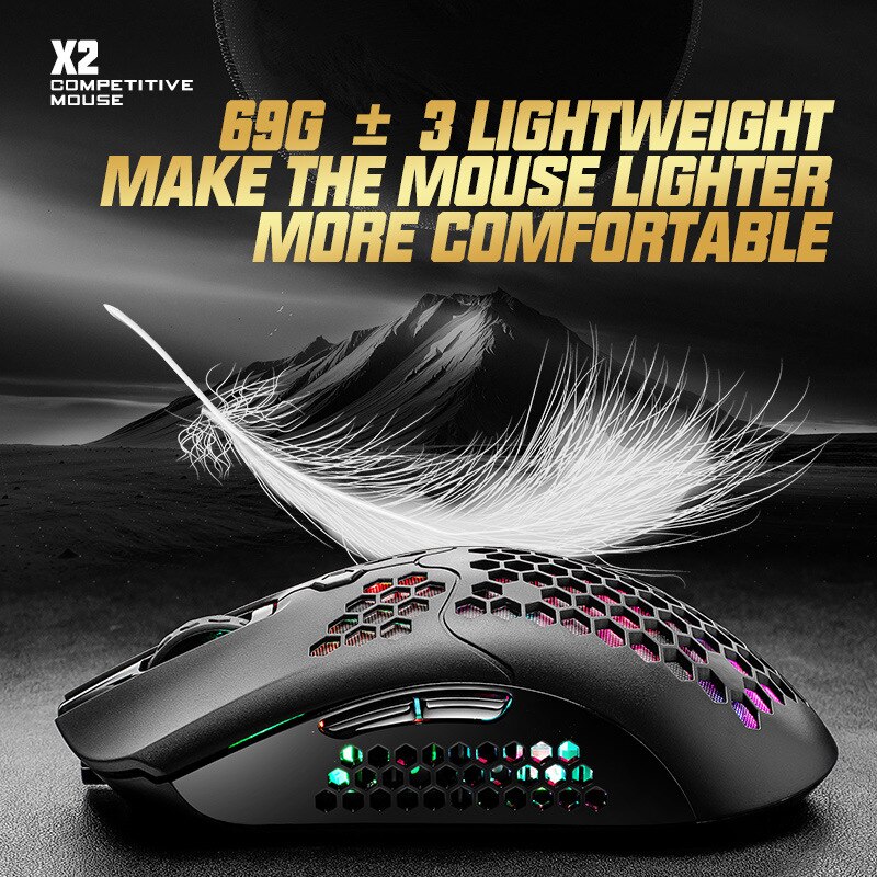 Free Wolf X2 Wireless Mouse RGB Dual-Mode Game Machinery Gaming Chicken hong dian nao Laptop Mouse Cross Border