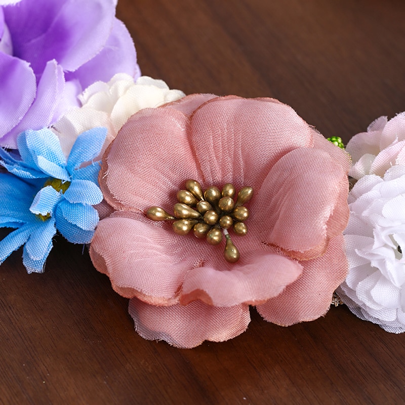 3 Artificial Flower Wreath Bride Women Flower Crown Hair Band Wedding Floral Headband Garland Ribbon Girl Hair Accessorie