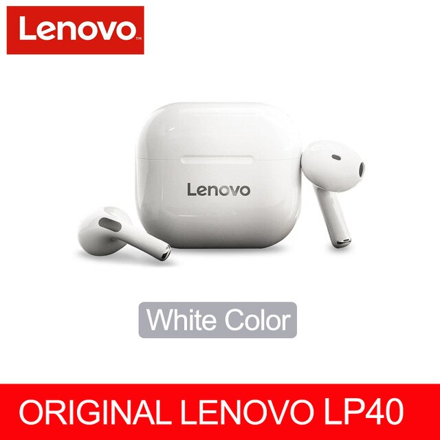 NEUE Original Lenovo LP40 TWS Drahtlose Kopfhörer Bluetooth 5,0 Dual Stereo Noise Reduktion Bass Touch Steuerung Lange Standby 300mAH: LP40 White