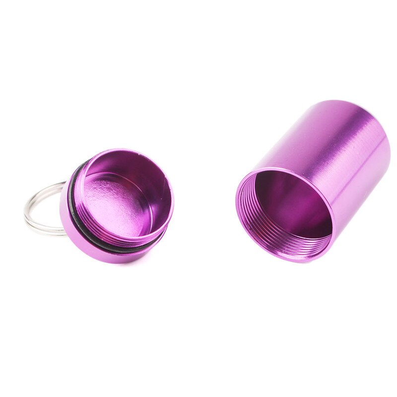 1Pc Aluminium Rvs Fles Geneeskunde Waterdichte Pillendoosje Leuke Houder Case Geneeskunde Fles Houder Container Sleutelhanger