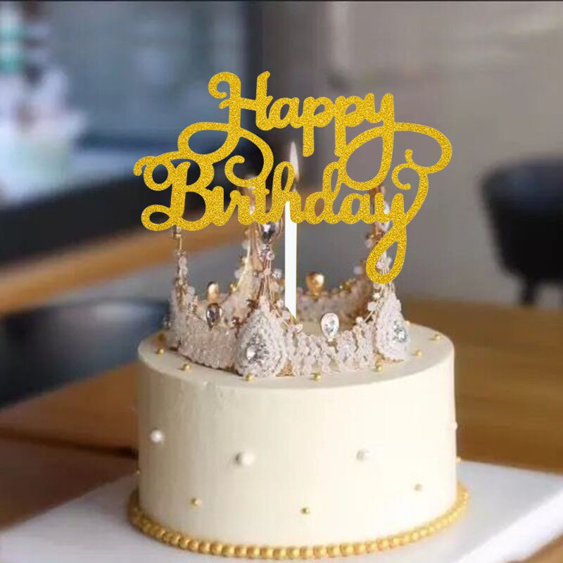 10pcs Glitter Happy Birthday Letter Cake Topper Sparkle Paper Cupcake Topper For Kids Birthday Party Baby Shower Dessert Decor