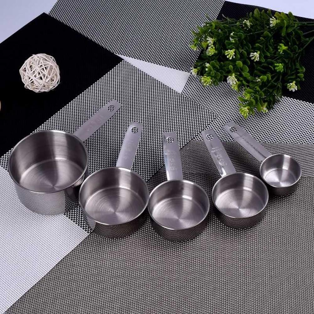 5 Pcs Duurzaam Roestvrij Staal Meten Lepels Cups Set Keuken Bakken Tools Robuuste Roestvrijstalen Maatregel Maatbeker