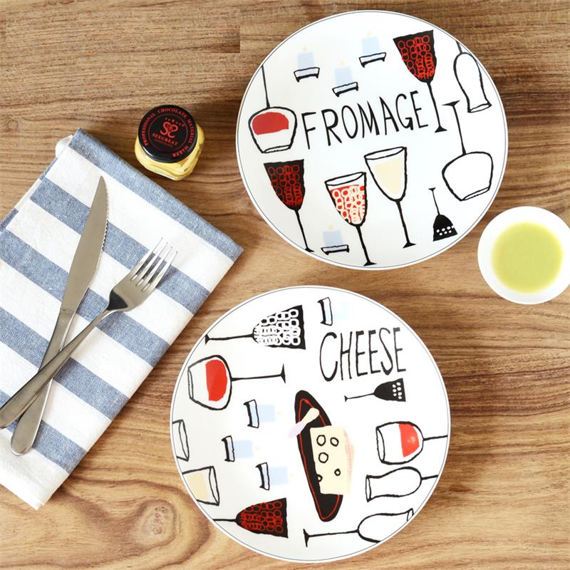 8 tommer, ægte benporcelænskagefade, moderne porcelænsmaleri, porcelænstallerkener, farverige tallerkener køkkenmiddag