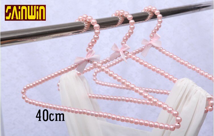 Sainwin 5 stuks/partij 40cm dames parel plastic hangers mooi voor roze witte jas pak jurk hanger hangers voor kleding