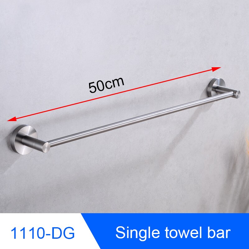 Bathroom Stainless Steel Towel Holder Wall Mounted Towel Rack Hanging Holder Single Towel Bar Ring Robe Hook Toilet Paper Holder: BAL1110-DG