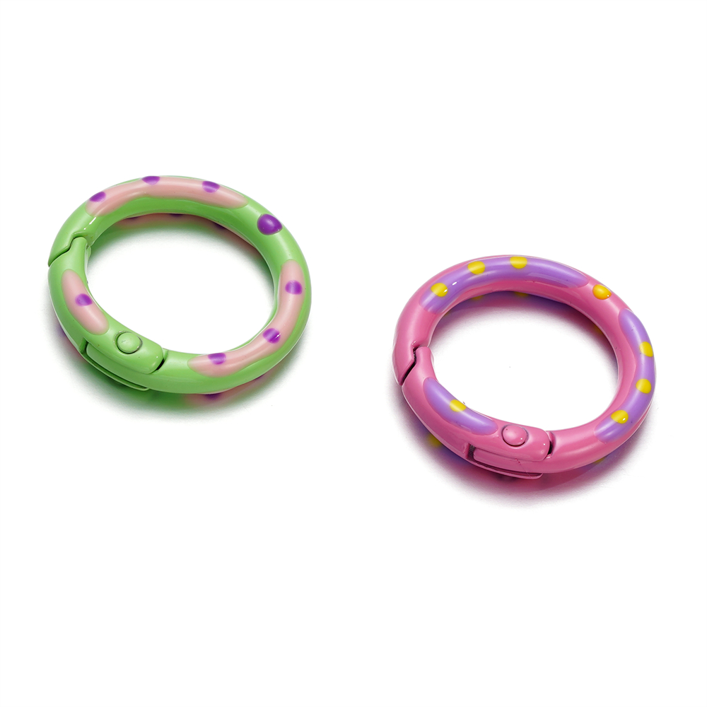 5pcs/lot Multicolor Metal Round Ring Spring Clasp Carabiner Keychain Clips Hook Dog Chain DIY Jewelry Buckle Connector Supplies