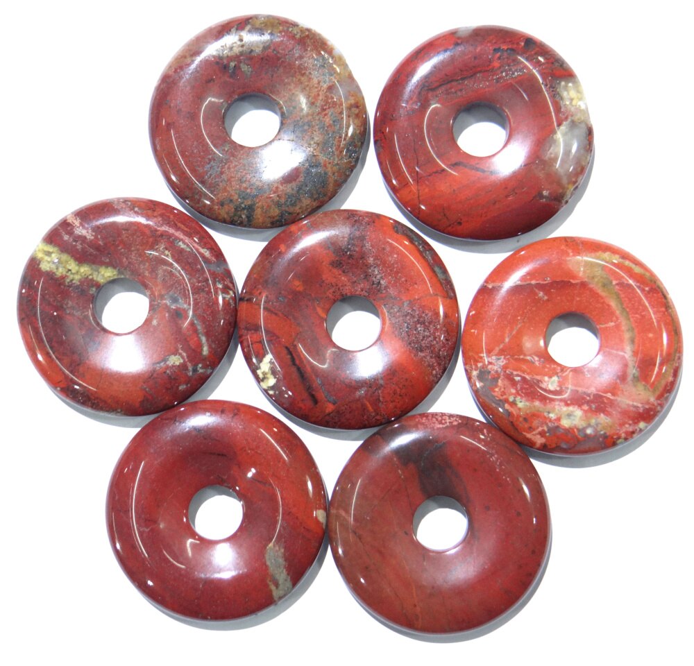 35mm natural stone Striped agates Quartz crystal tiger eye donut charm pendant for diy jewelry making necklace Accessories 1pcs: NO.15