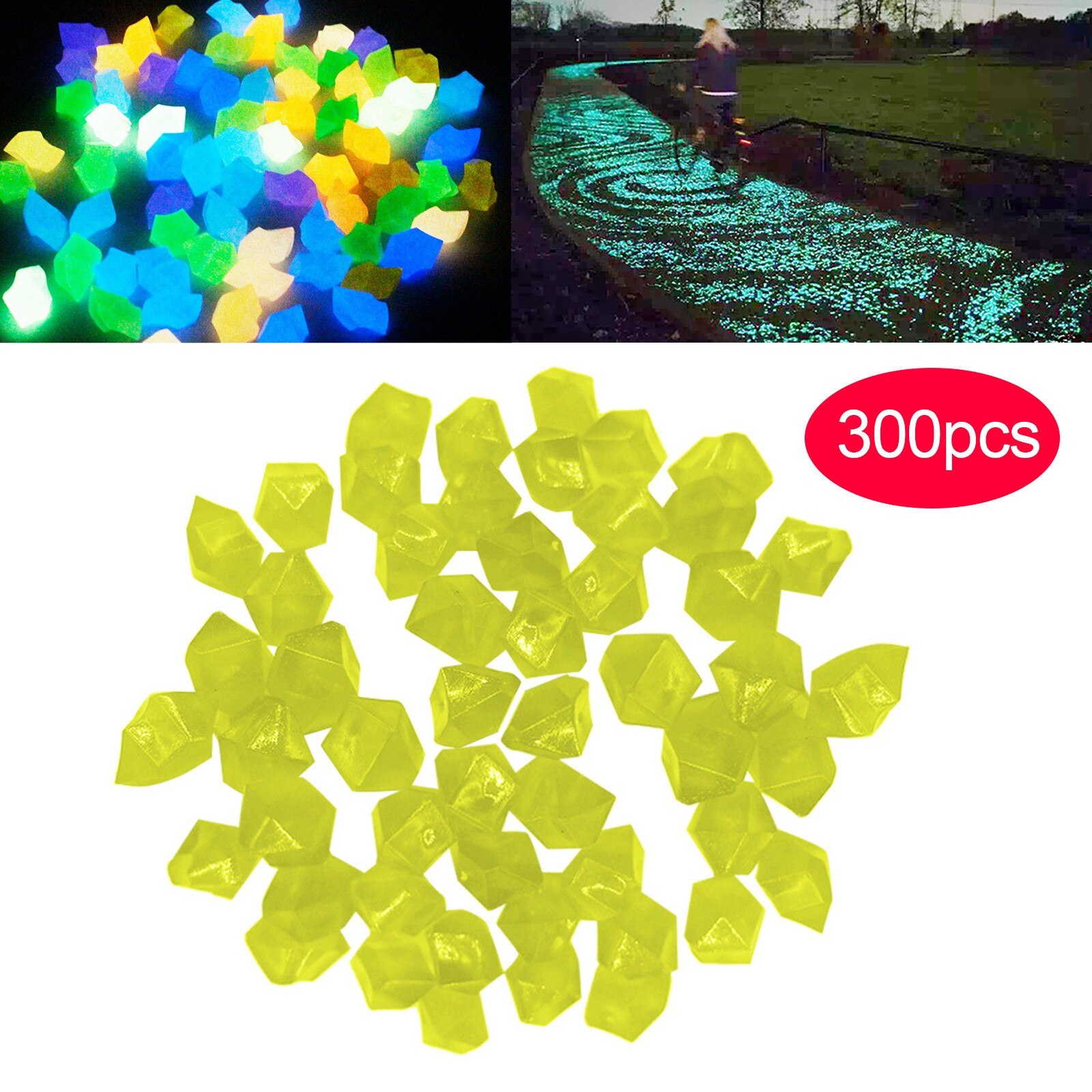 300 pcs/Pack Luminous Little Stones Garden Decor Glow In Dark Decorative Outdoor Fish Tank Rocks Garden decoration