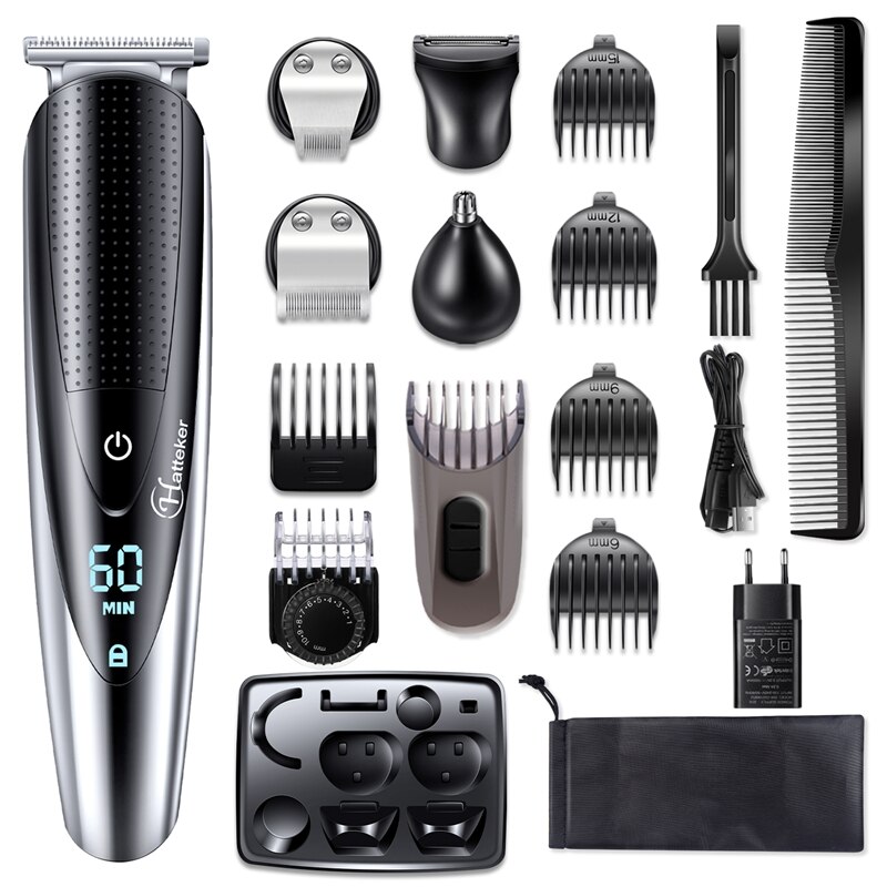 HATTEKER Hair Clipper for Men Beard Trimmer Electric Razor 5 in 1 Hair Cutting Machine Hair Trimmer Rechargeable