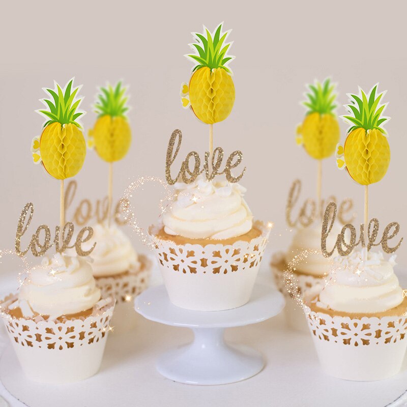 20/40/60 stk tropisk flamingo ananas kage topper dekoration cupcake topper børn fødselsdag hawaii fest dessert flag dekor