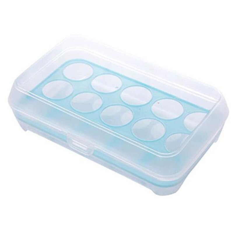 Hkml 15 Eieren Planstic Koelkast Container Organizer Handig Duurzaam Plastic Opslag Enkele Laag: Sky Blue