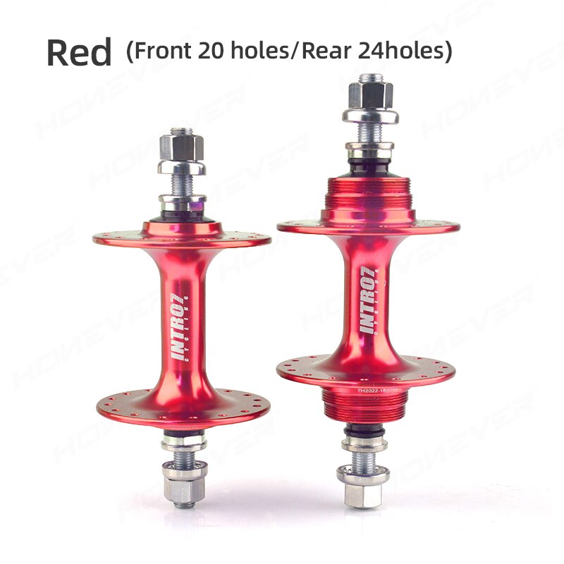 INTRO7 Bicycle Fixed Gear Hubs Front Rear 20H 24H 32 Holes Lightweight Sealed Bearing Fixie Bike Track Hub Bicycle Parts: Red 20 24
