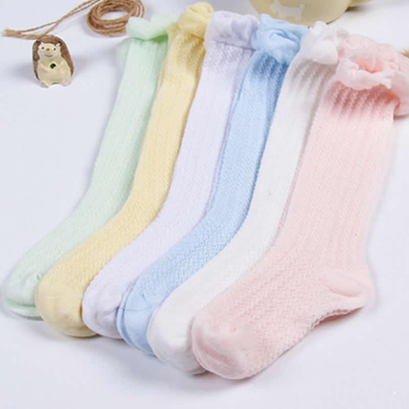 Baby meisjes kniehoge sokken voor kinderen prinsessensokken schattige effen meisjes lange buissokken kindersokken dun mesh volledig zonder ribbels