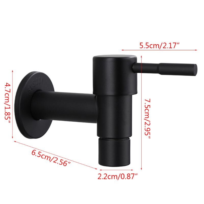 Rvs Kraan Black Wall Mounted Wasmachine Kraan Bad Wc Mop Zwembad Water Kranen Voor Outdoor Tuin Badkamer