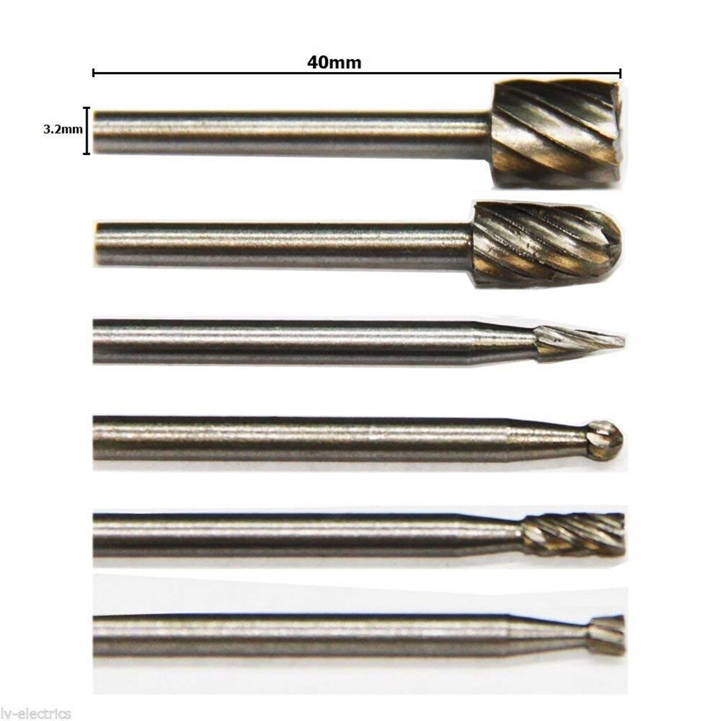 6PCS Wood Carving Milling Cutter Set Durable HSS Routing Router Bits Burr Milling Cutter For Rotary Engraving Machine Tool