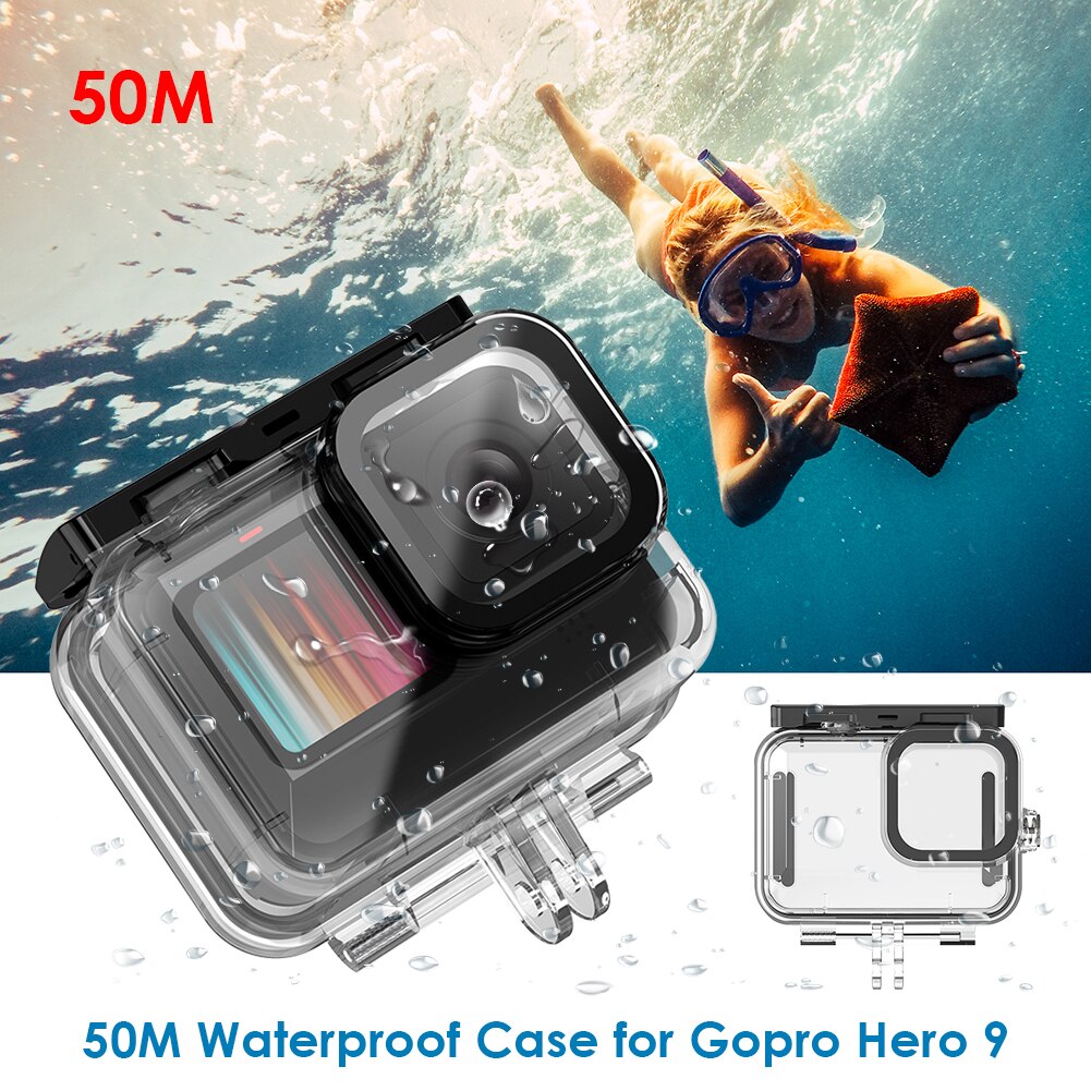 Transparent 50ATM Waterproof Case for GoPro Hero 9 Underwater Diving Protective Cover Hero9 Action Camera Accessories