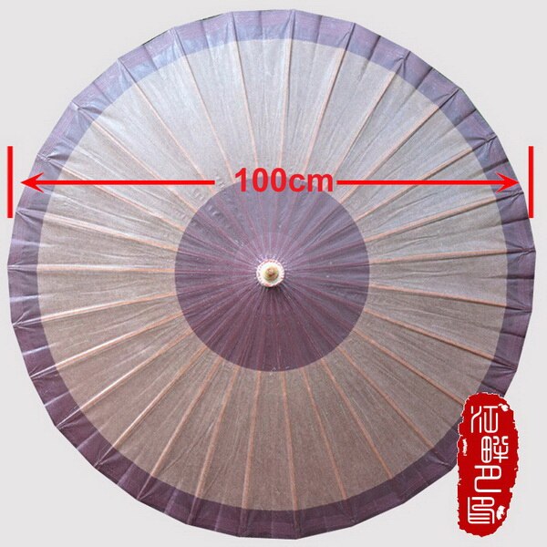 Paraguas artesanal chino de Color profundo de madera para mujer, sombrilla con manija larga, estilo Retro para adultos, paraguas de papel al óleo, decoración para exposiciones artísticas: Diameter 100CM