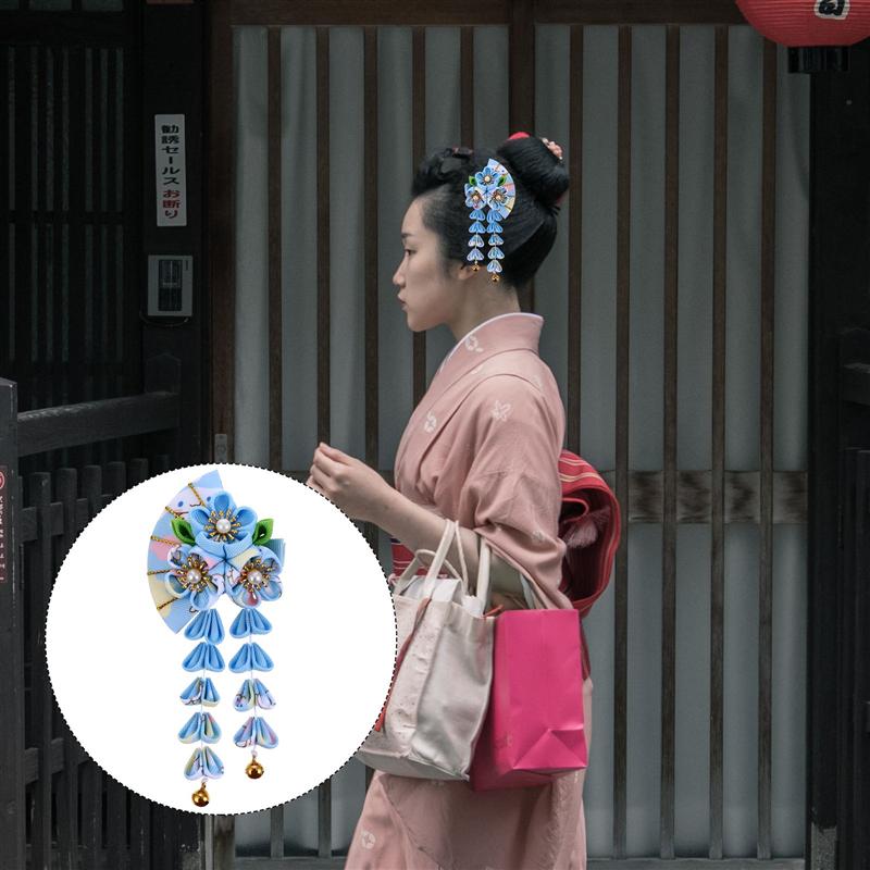 Japansk stil hårnål tofs hårklämma klassisk huvudbonad hårdekoration traditionella hårpinnar för hår kvinnor tjej