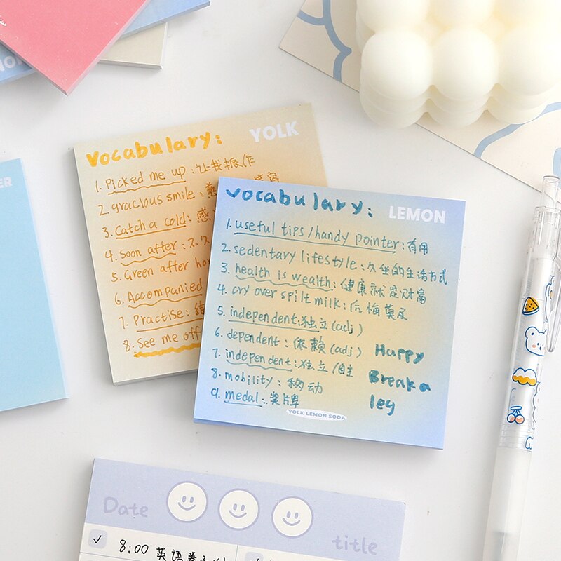 50 Sheets Cute Egg Gradient Memo Pad Posted It Sticky Notes Planner Sticker Notepad Office School Supplies Kawaii Stationery