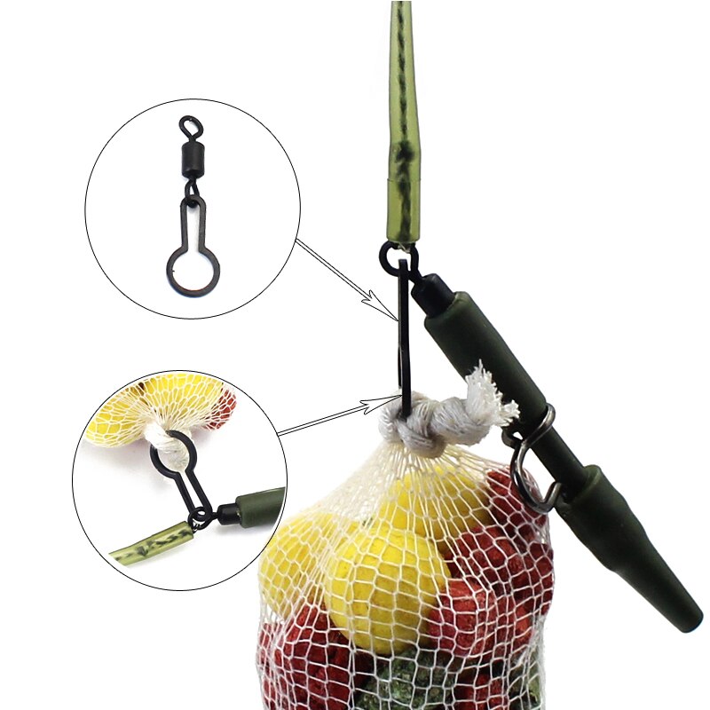 20 stk karpefiskeri tilbehør micro pva mesh taske clips til agn boilies taske stik clips bøjle spænde til karpe feeder grej