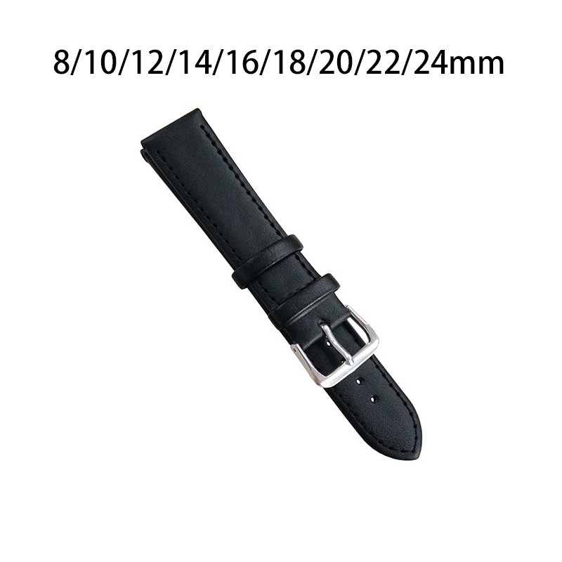 Ur læderrem urrem 8mm 10mm 12mm 14mm 16mm 18mm 20mm 22mm 24mm til kvinder mænd urremme sort brun urbælter: Sort hvid / 13mm