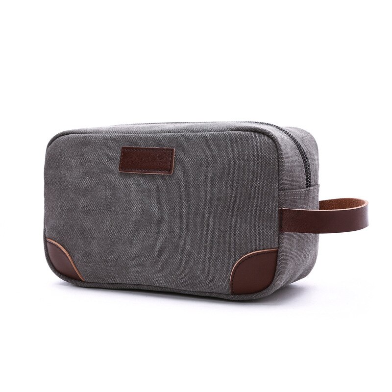 Men Women Cosmetic Bags Case Casual Portable Canvas Solid Color Cosmetics Storage Bag Organizer Neceser Maquillaje: Gray