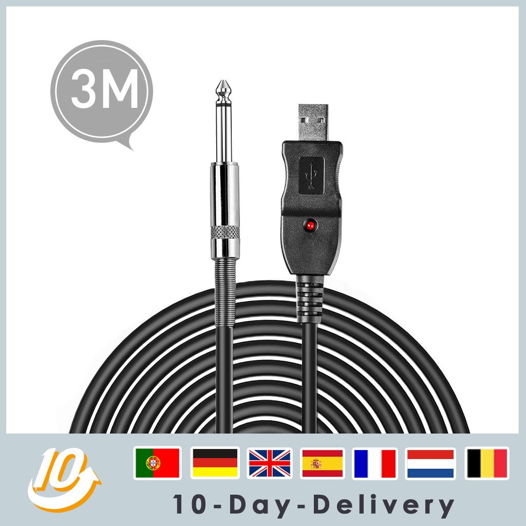 Gitaar Naar Pc Usb Opname Kabel Lead Adapter Converter Aansluiting Interface 6.5Mm