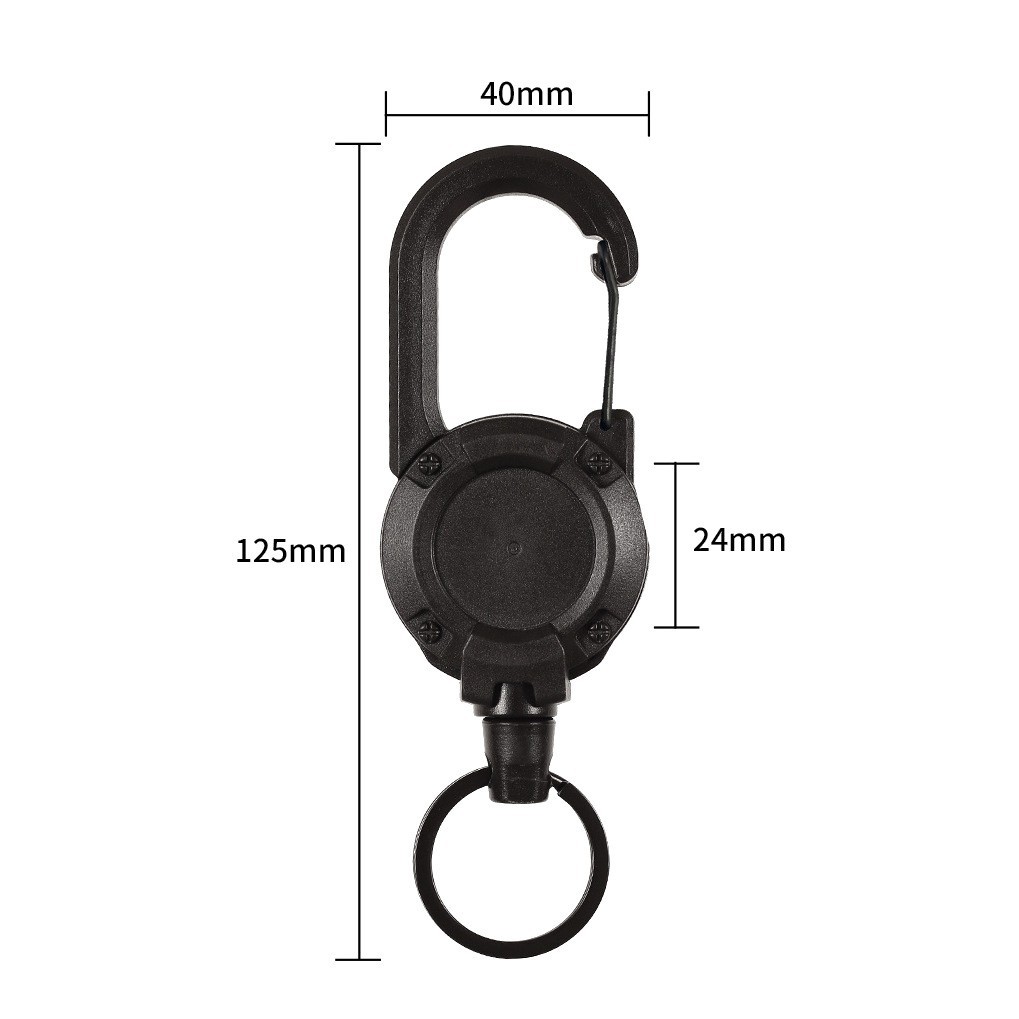 1 st stöldskyddande metallnyckelring med lättspänne, elastiskt rep, sportig infällbar nyckelring, anti-borttappad jojo, liftkort, id-kort