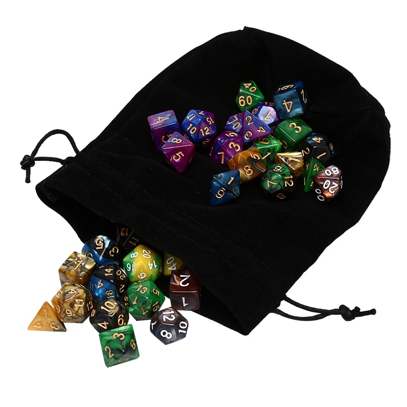 49pcs Polyhedral Dice DnD Dice Double Colors Dice with Pouch for DND RPG MTG Games D4 D6 D8 D10 D% D12 D20