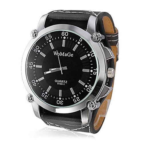 Womage Mannen Horloge Mode Quartz Casual Hight Leer Vrouwelijke Dames Unisex Ronde Wijzerplaat Horloge
